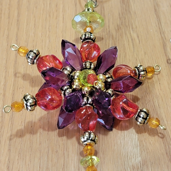 Vintage Lot of 6 Faux Jewel Hanging Star Christmas Ornaments - Picture 3 of 9